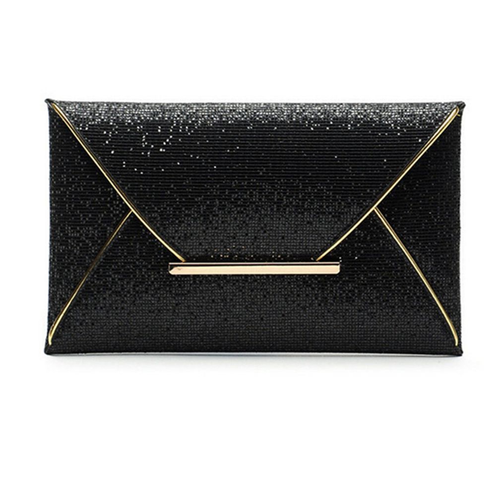 Women Evening Wedding Bag Party Envelope Clutch Handbag Glitter Sequins Sparkling Banquet Glitter Bag For Ladies Girls: Black