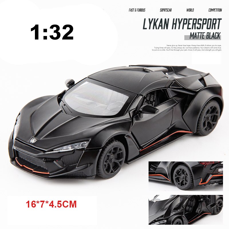 1:24 1:32 Lykan Hypersport In Lega Modello di Auto Giocattoli Pressofusi E Veicoli Auto giocattolo In Metallo Collezione Del Capretto Giocattoli Per Bambini Regali Veloce-Fast And Furious: 1 32 Black