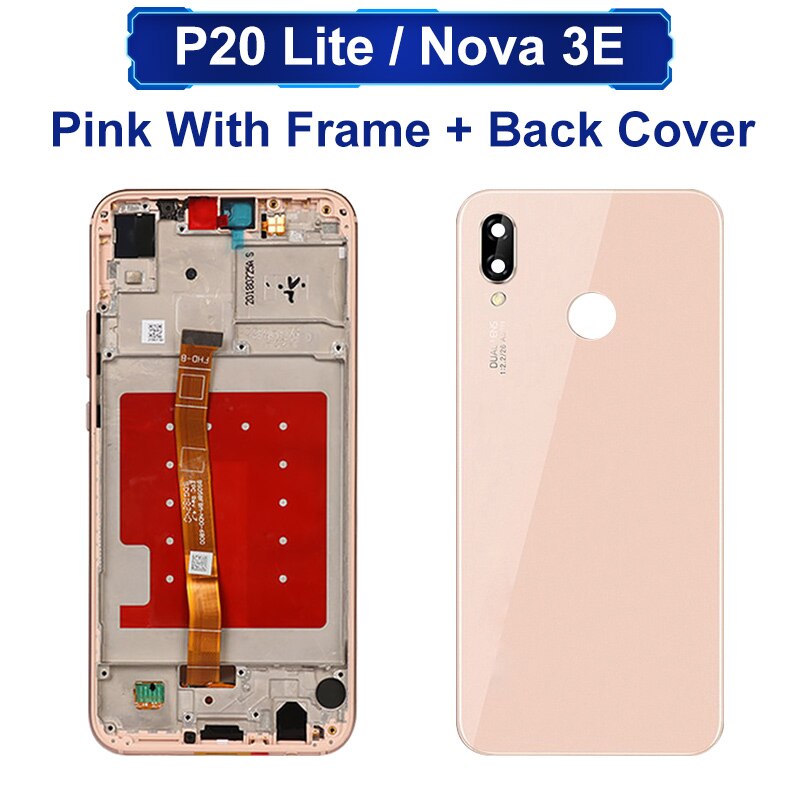 5.84&quot; For Huawei P20 Lite Display LCD Touch Screen Digitizer For Huawei Nova 3e LCD ANE-LX1 ANE-LX2 Display Replacement Parts: Pink Frame Cover