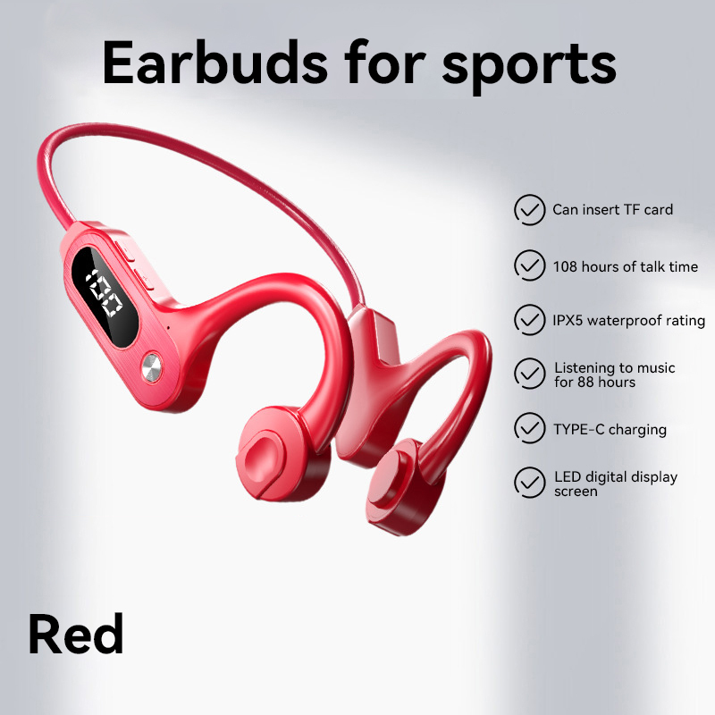 Xiaomi Zwemmen Beengeleiding Koptelefoon Dubbele Bluetooth 5.3 32G Geheugen Earless IPX8 Waterdichte Luchtgeleiding Koptelefoon: Oranje Rood