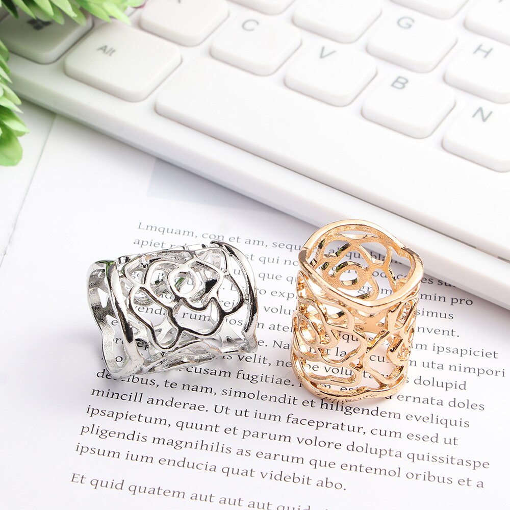 Romantic Rose Flower Hollow Out Scarf Clip Jewelry Scarf Ring Scarf Holder Shawl Buckle Female Classic