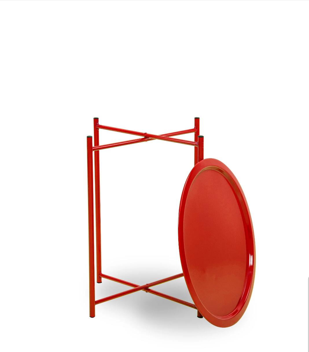 Handmade Coffee Table Foldable Portable Garden Patio Balcony Metal White Black Red Purple: Red