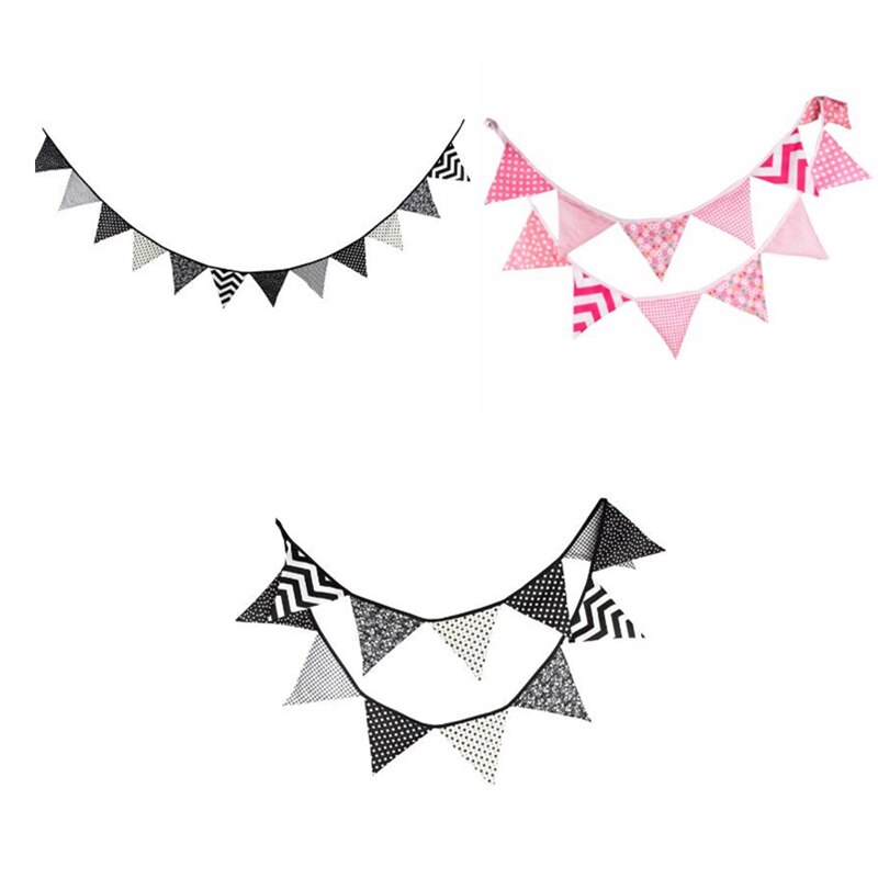 in Bianco e nero di Stoffa Bandiera Bambini Giocano Tenda Della Decorazione Dei Bambini Del Ragazzo Del bambino Scuola Materna Della Parete Della Decorazione Appesa Puntelli Pendenti con Gemme E Perle Ornamenti Partito