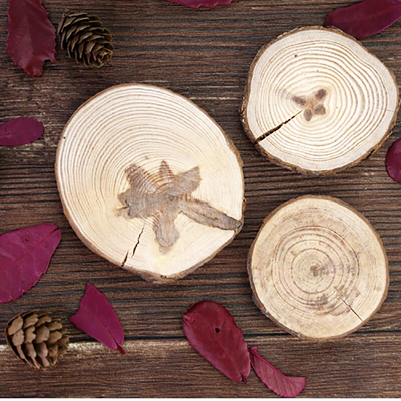 Natural round wood slices logs annual ring wood chip for diy handmade material painting decoration Home photography decoration: 10-12cm 10pcs