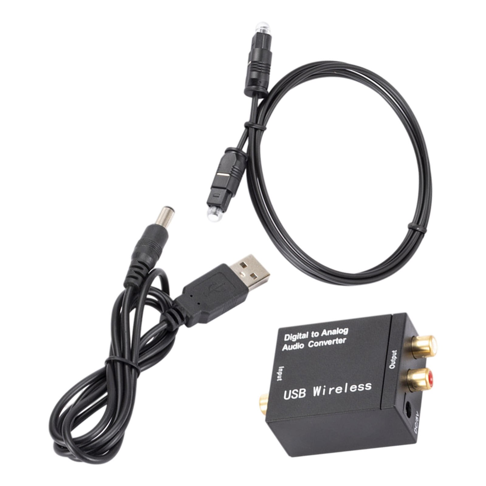 Digital to Analog Audio Converter Optical Coax Coaxial Toslink to Analog 5V DC Receiver for TV W/ Coaxial Cable W/ Optical Cable