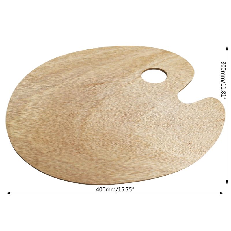 Wooden Artists Palette with Thumb Hole Oil Painting Acrylics Paint Oval Painting Palette Tray for Adult: 7HH802648-C