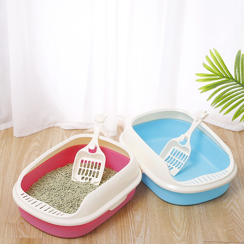 2pcs/Lot Dog Cat Litter Box+Sandbox Scoop Pet Products Cat Poop Tray Cleaning Box Toilet For Cats Pet Accessories