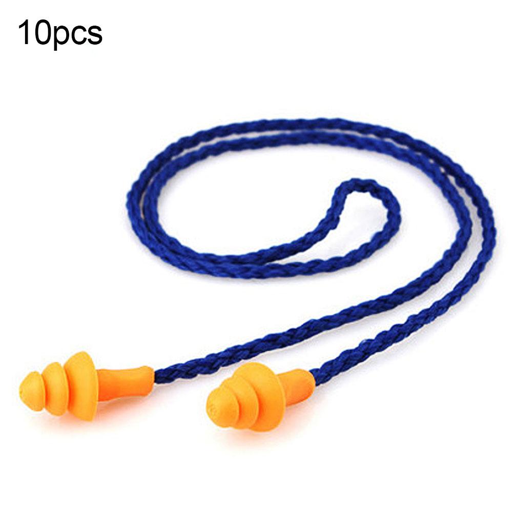 10Pcs Soft Silicone Sound Waterproof Soft Ear Plugs Silicone Corded Reusable Hearing Protect Safety Earplugs For Swiming Use