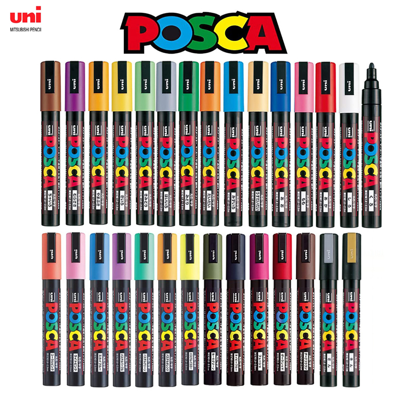 Japan Uni Posca Paint Marker Pen Set,PC-1M ,PC-3M ,PC-5M,PC-8K,PC-17K, 7 8 12 15 21 24 28 29 Colors Set, Non-Toxic Water-Based