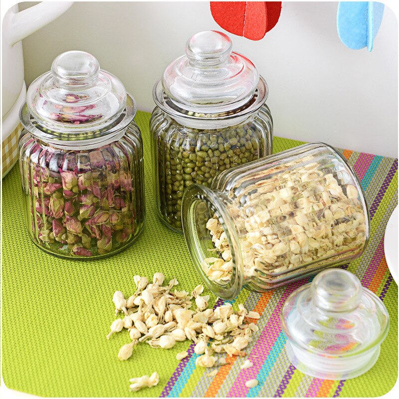 350ml doorzichtige glazen potten voor thee, koffie, suiker, thee, glazen flessen met deksel