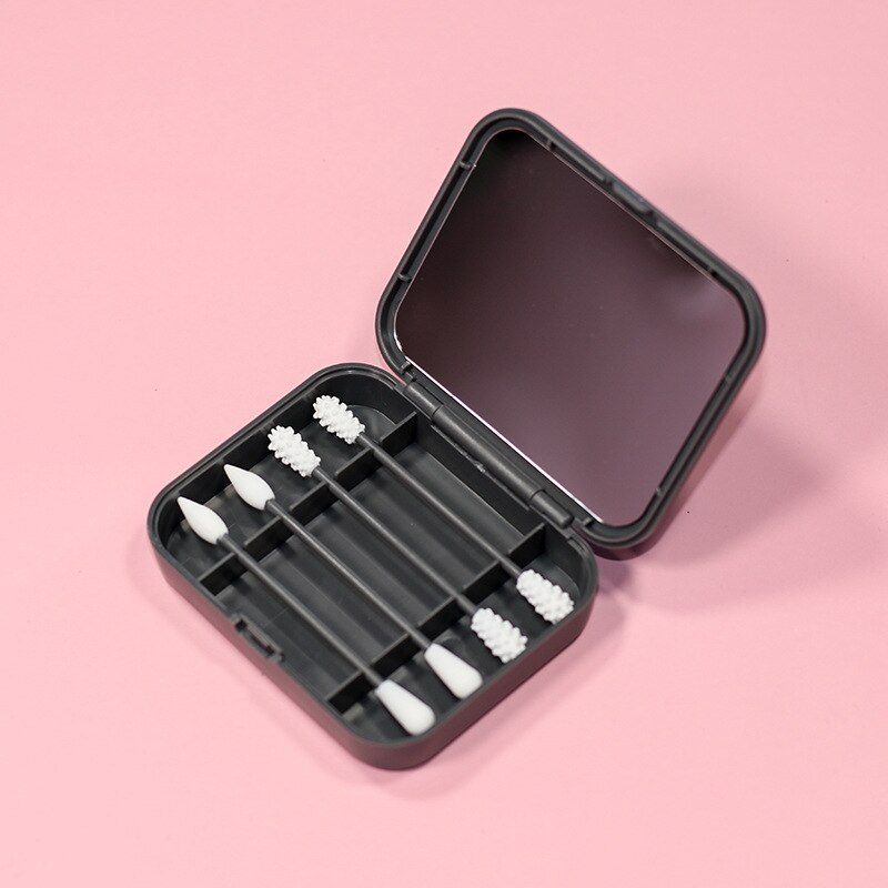 Wielokrotnego użytku wacik czyszczenie uszu kosmetyczne silikonowe pąki waciki dwugłowy silikonowy recykling codzienny makijaż narzędzia: czarny