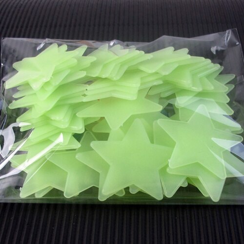 50 stuks/zak 4.2cm kleurrijke lichtgevende glow in the dark sterren muursticker voor kinderen babykamers fluorescerende stickers groter: Groene kleur