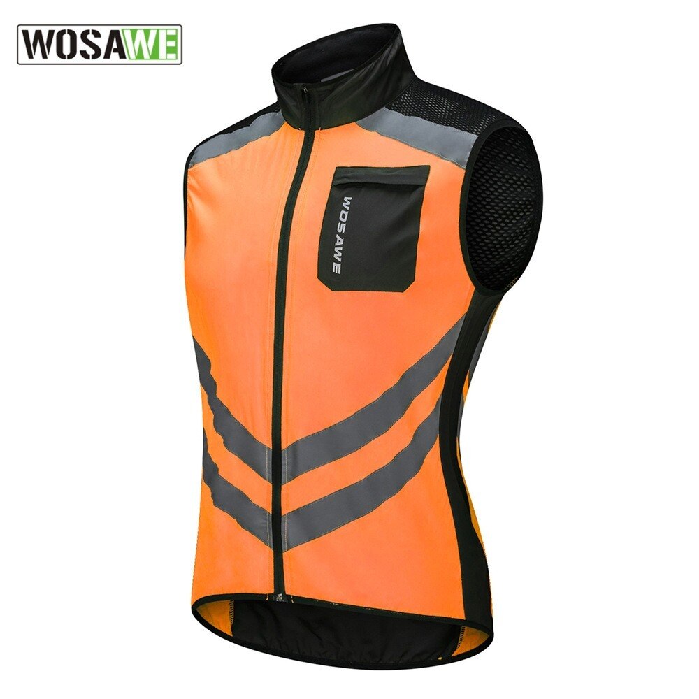 Wosawe Mountainbiken Windjack Vest Reflecterende Waterdichte Huid Korte Mouw Top Licht Mtb Reflecterende Vest