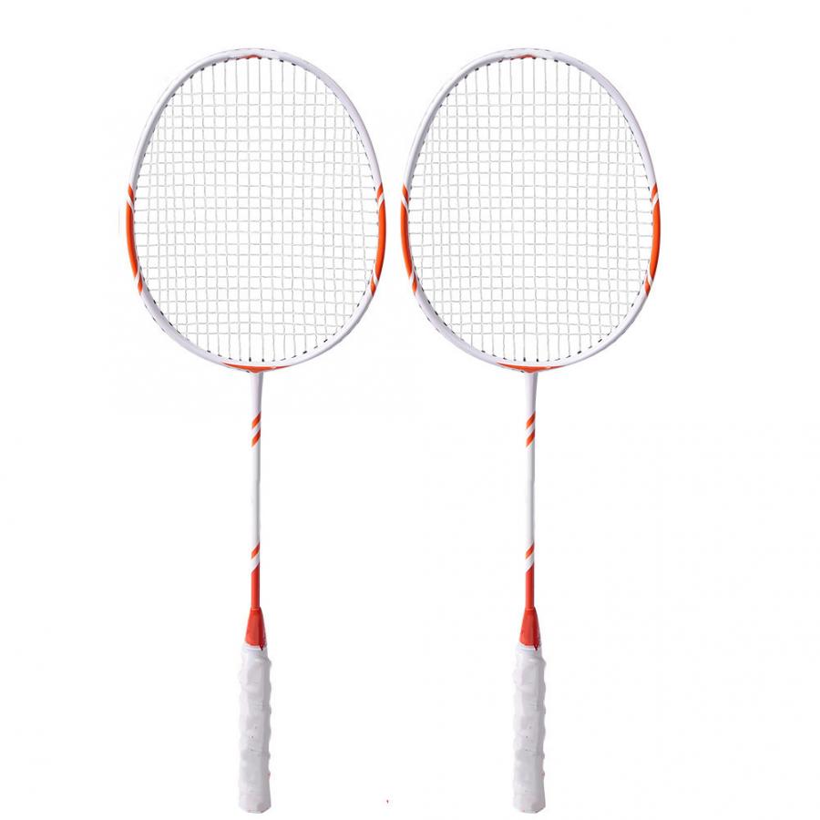 2Pcs Children Aluminum Alloy Badminton Racket Soft Elastic Handles With Racquets Bag Training Badminton Racket Sport Tools: White and Red