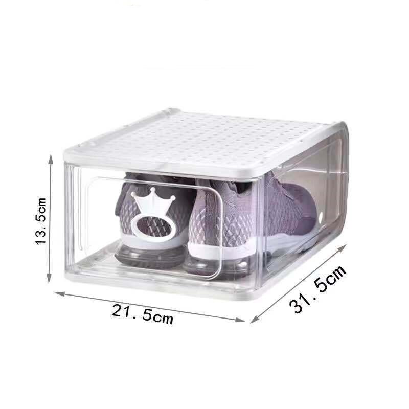 PP plastic transparent shoe box, increase and thicken high-top basketball shoe storage box, sports shoes dustproof shoe box: S white