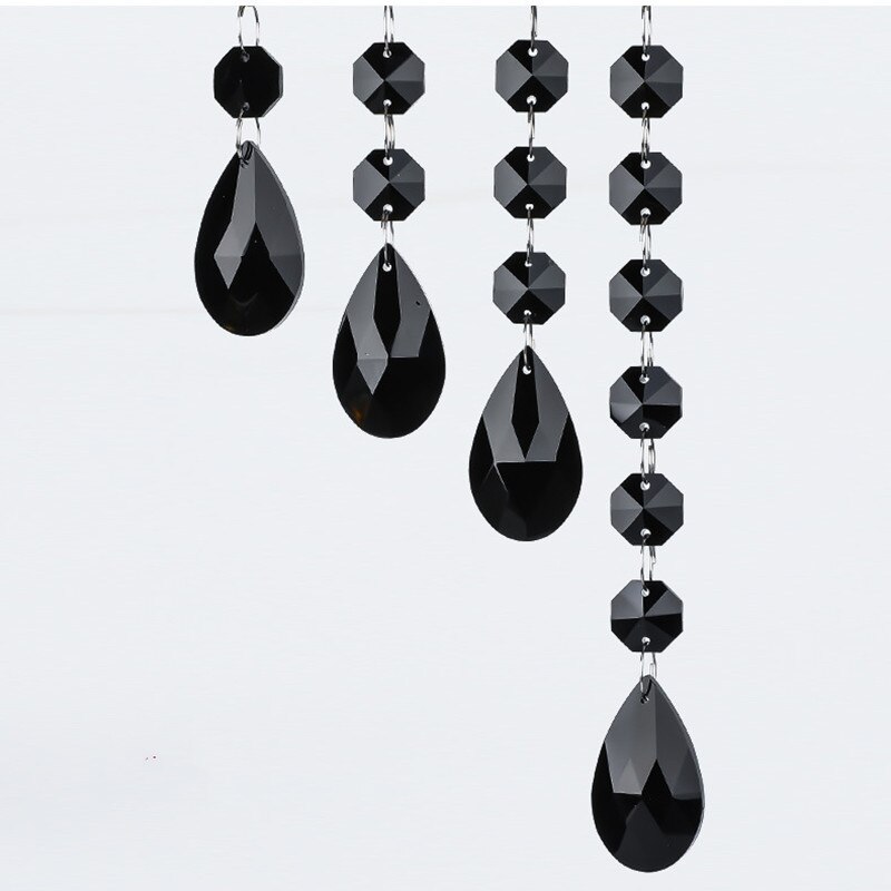 oben 2 satz/los Mehrfarbig Kristall Achteck Perlen + Engel tränen Facettierte Kristall Glas Kronleuchter Kristall Glas Suncatcher: Schwarz