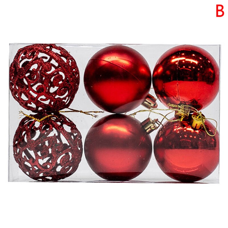 6 stuks/set 6cm kerstboom decoratieve bal ornamenten hanger zilveren uitgeholde kerstbal decoratie kerstballen voor kerstmis: B