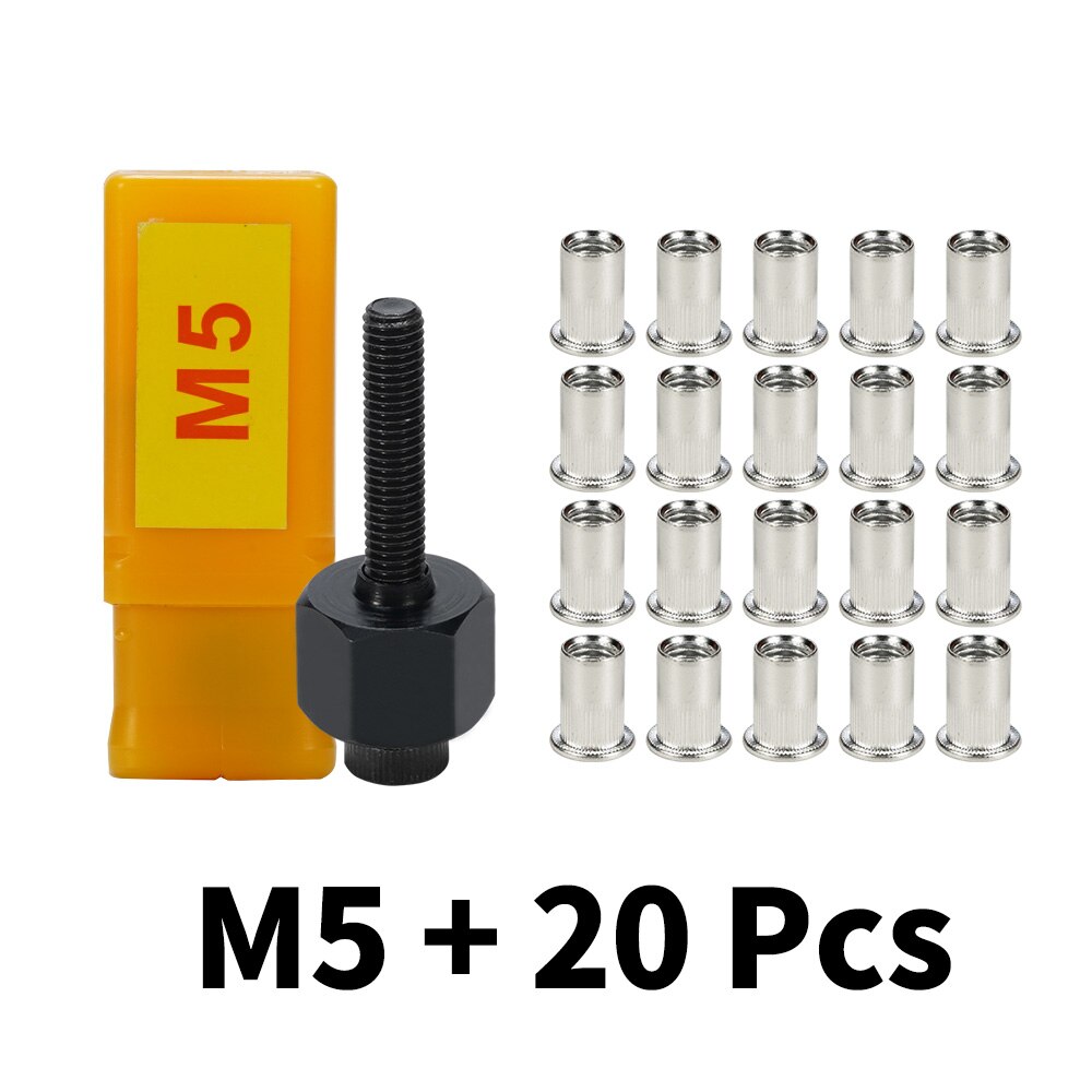 HIFESON Hand Rivet Nut Tool Head Nuts Manual Riveter Rivnut Tool with Aluminium nuts for M3 M4 M5 M6 M8 M10: M5 20PCS Stainless