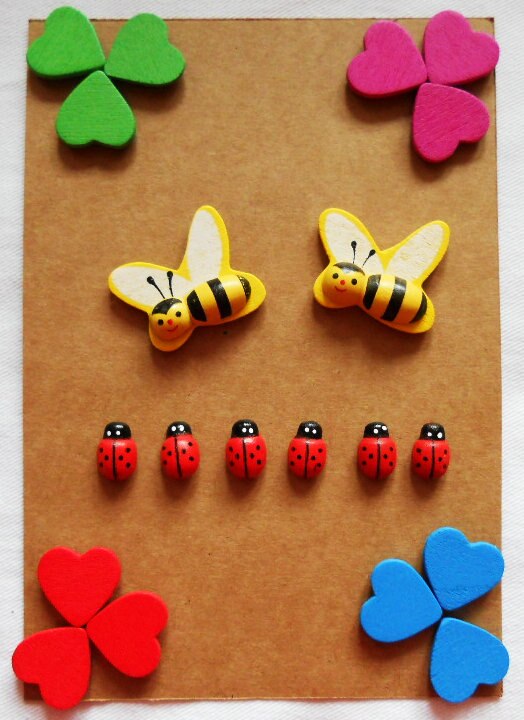 100 STÜCKE/viel. Holz herz Stern blume aufkleber Früer erlern pädagogisches spielzeug für freundlicher wandtattoo Kindergarten handwerk kreative