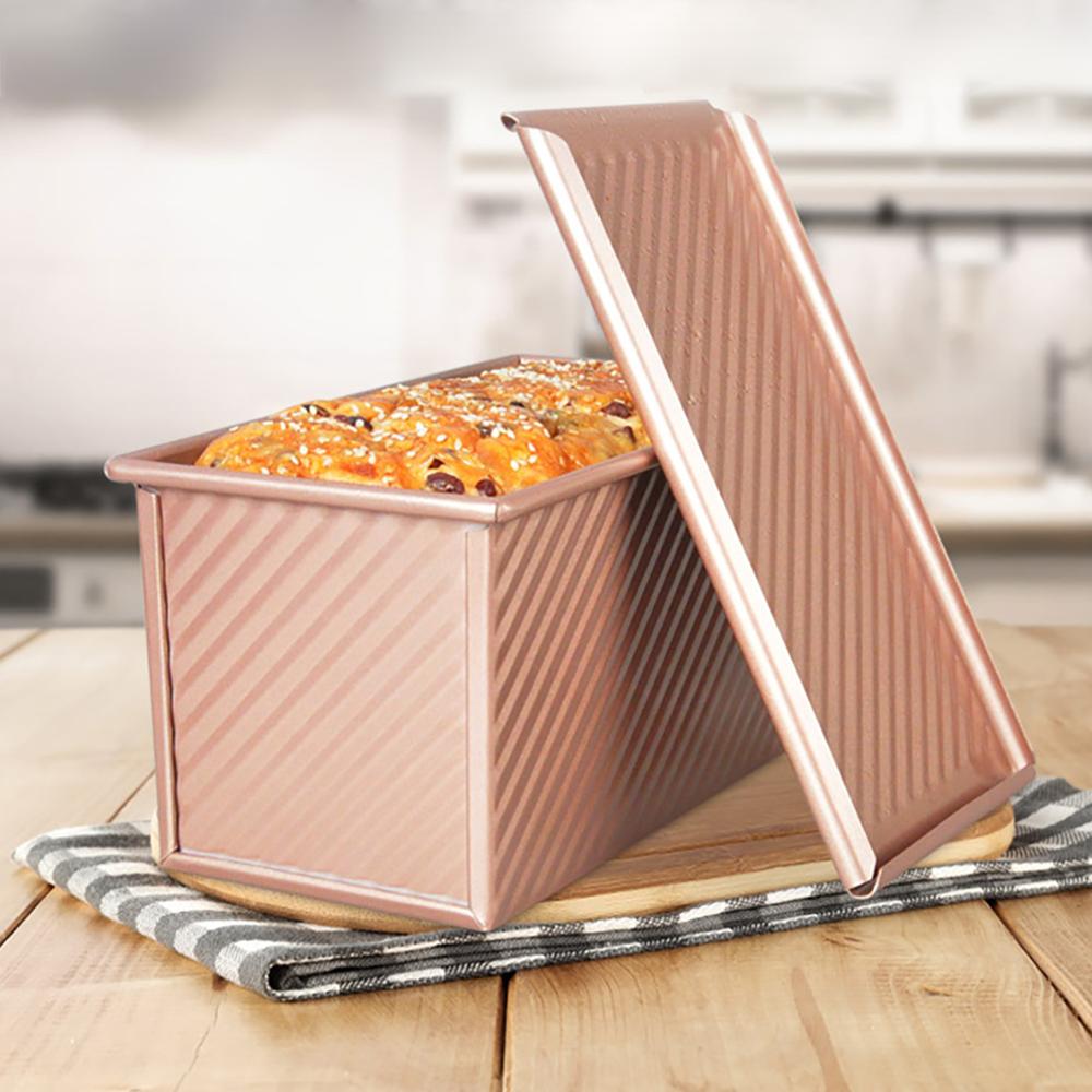 Pullman Loaf Pan Bread Toast Mold with Lid Non-Stick Bakeware Bread Toast Mold Aluminum Alloy Corrugated