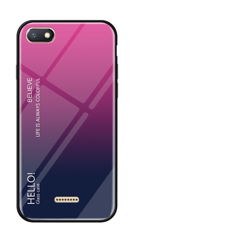 Redmi -6a hærdet glas gradient cover til xiaomi redmi 6 redmi 6a on 5.45 " sort silikone kofanger glascover til redmi 6: Til redmi 6 / Rose telefon etui