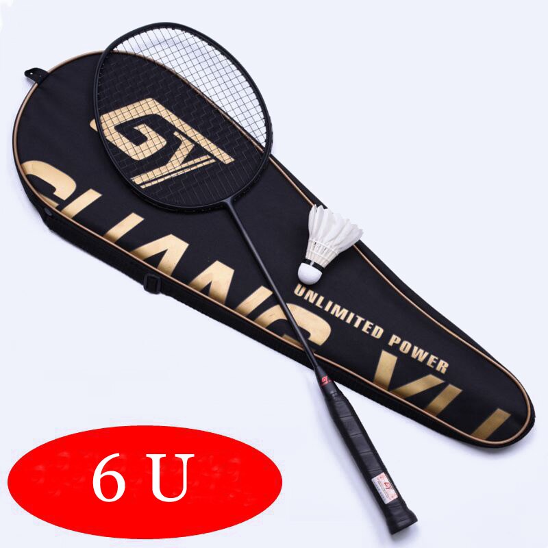 Badminton Racket Professionele Carbon Badminton Racket 22-28 Lbs Gratis Grips Geregen 6U 72G, 7U 62G: Black