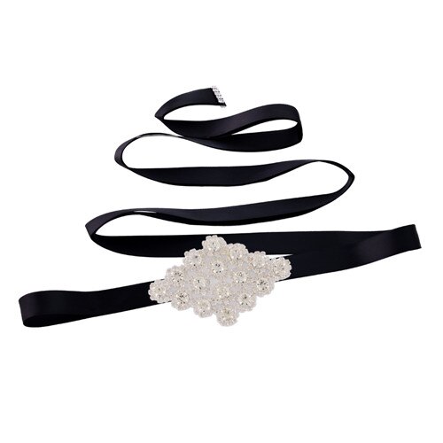 Trixy  s10 diamanten riemen bruidsriem strass riem sjerpen trouwjurk riem avondjurk riem chique riem voor vrouwen huwelijk: Zwart