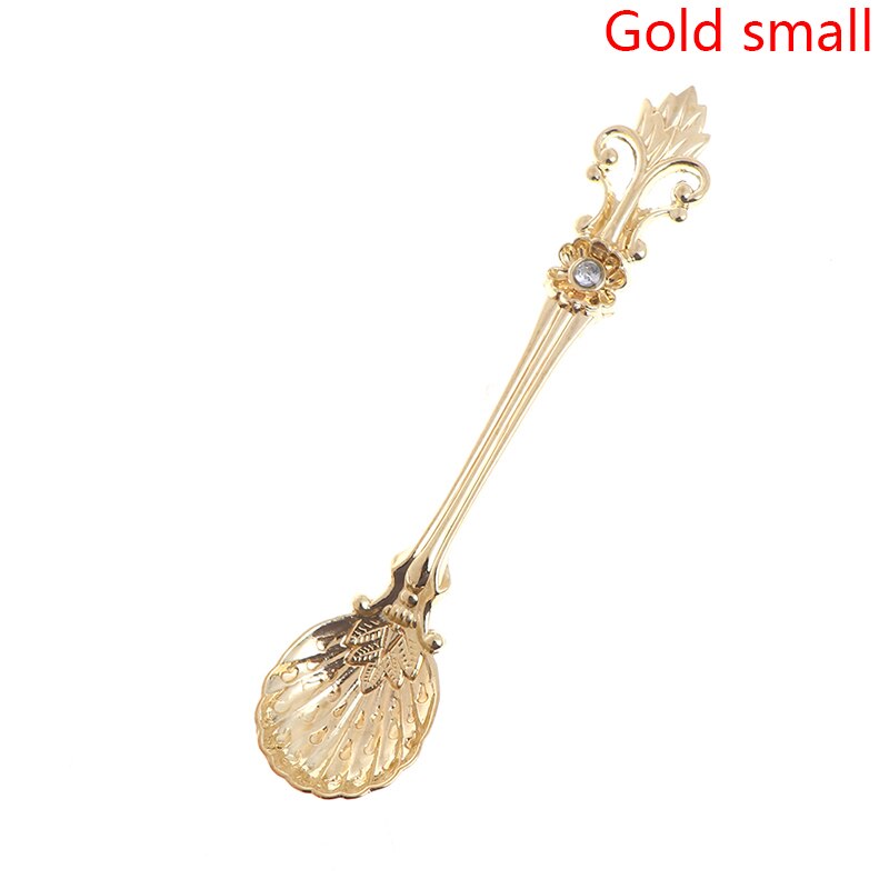 1 pz creativo Vintage ▾ in lega di zinco fiore foglia intaglio cucchiaio da cucina stoviglie posate per tè caffè cucchiai da dolce