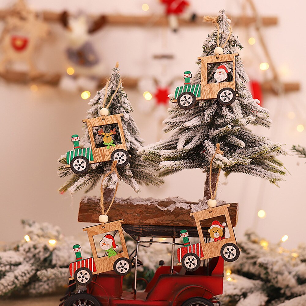 Versiering Houten Hanger 4 Stuks Kerst Kerstman Decor Houten Ornamenten: Wood color