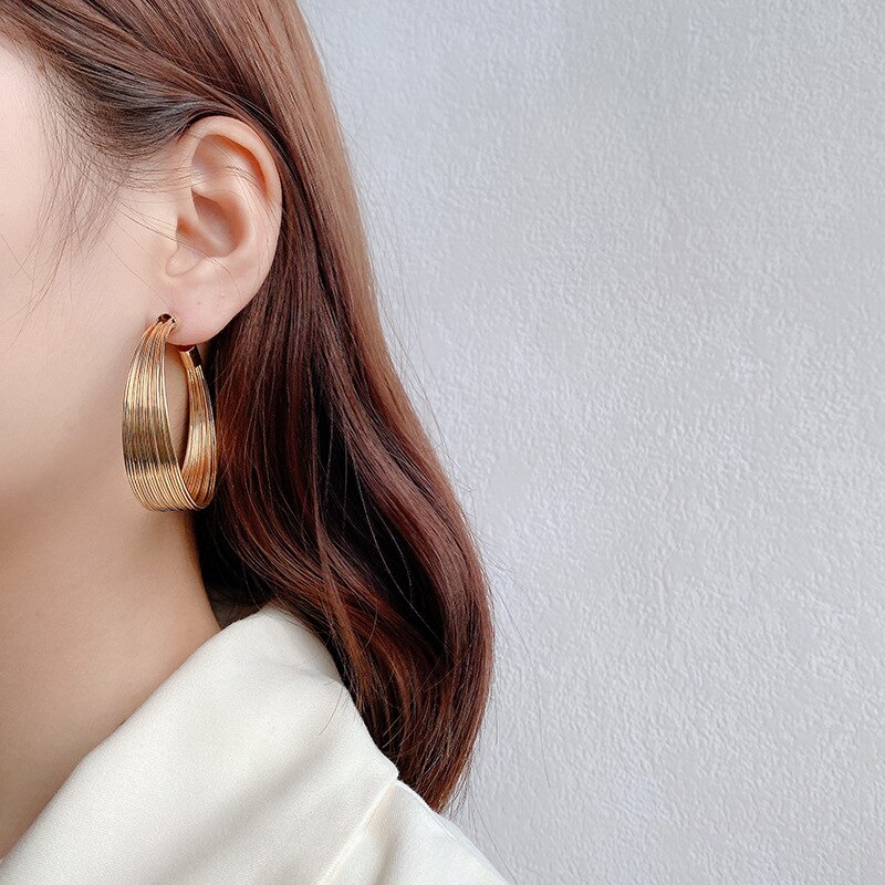 BLIJERY Exaggerated Gold Color Hoop Earrings Multi-layers Metal Circle Earrings for Women Statement Jewelry Boucles d'oreilles