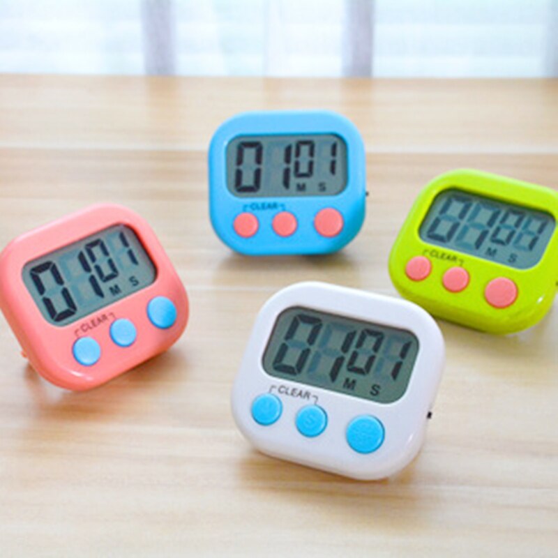 1PC Digital Kitchen Timer Magnetic Backing Stand Countdown Alarm Mini LCD Big Digits Loud Alarm For Cooking Baking Sports Games