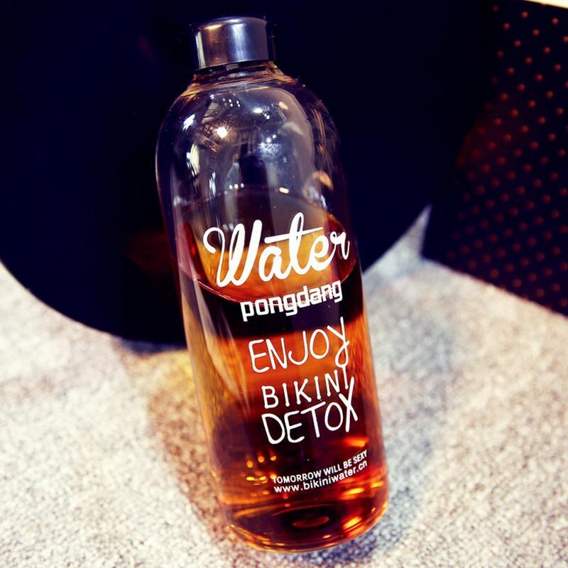 Bärbar klar flaska vattenkopp plastflaska sport plastpåse säck 1000ml/500ml flaska för vandring genomskinlig miketea kopp 1pc: 1000ml flaskor