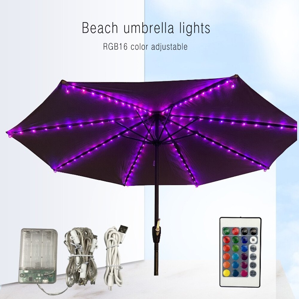 Patio parapluie lumière jardin Parasol lampe IP67 LED étanche RGB chaîne lumière Flexible décor fête tente éclairage lampe extérieure
