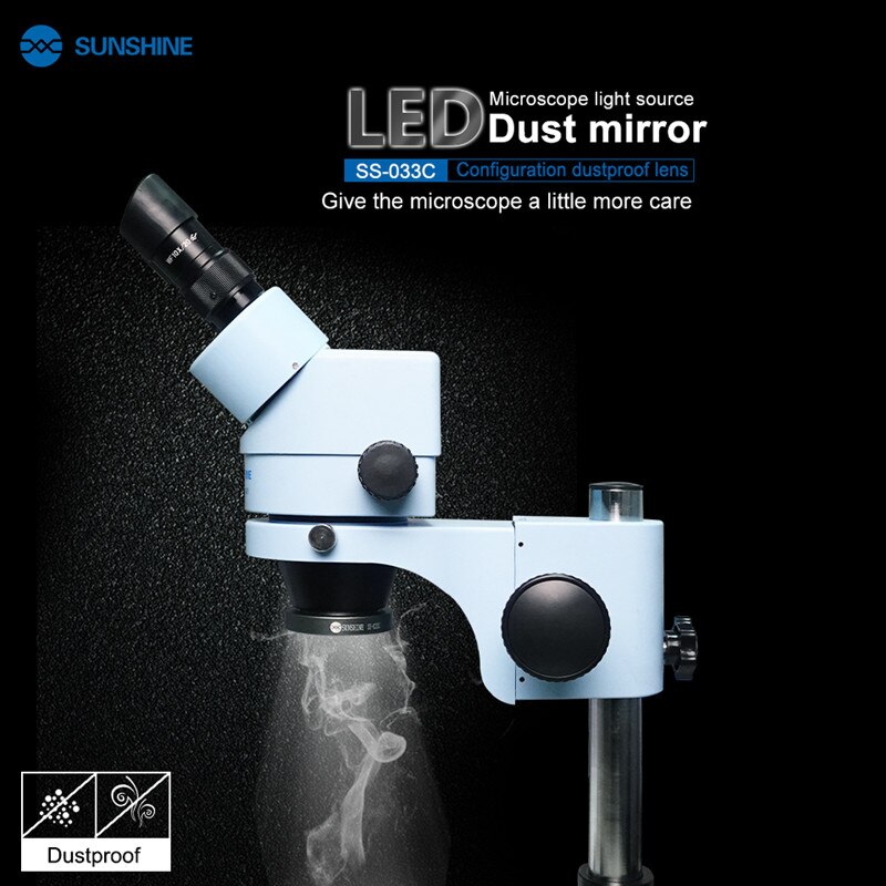 2 in1 Mini Microscope LED Light Source Dustproof Mirror SUNSHINE SS-033C For Phone BGA Repair USB Adjustabl