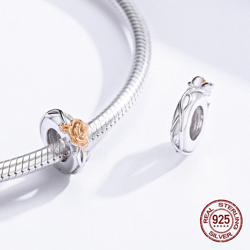 rose necklace pendant fit bangle charm bracelet bead woman original 925 sterling silver jewelry authentic making