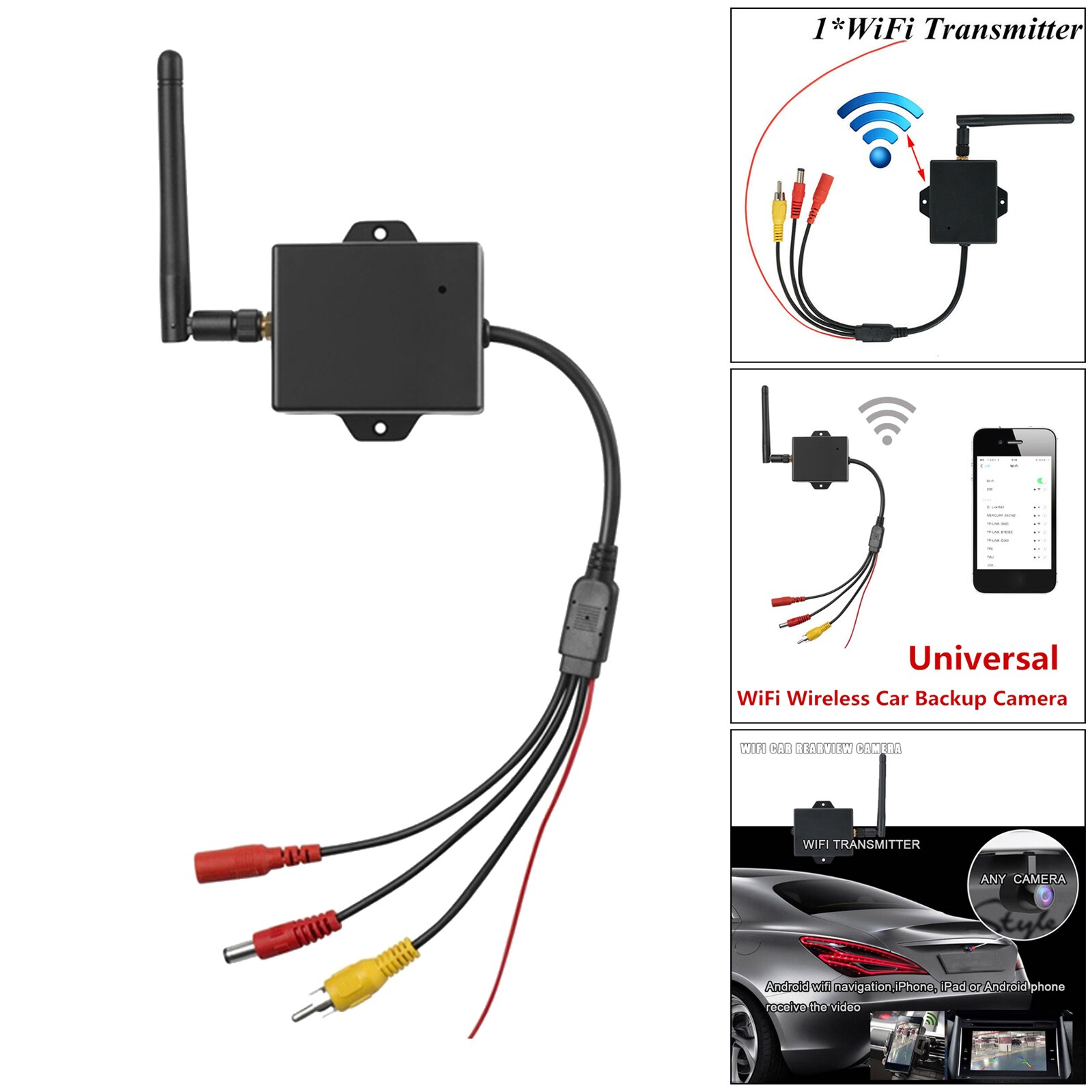 Cámara de marcha atrás inalámbrica de 12V, módulo de visión trasera AV para coche, transmisor WiFi