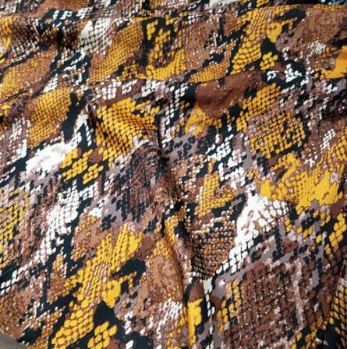 Slangeprint imiteret stof tørklæde pyjama firkantet skjortekjole satin halsudskæring stof: 5