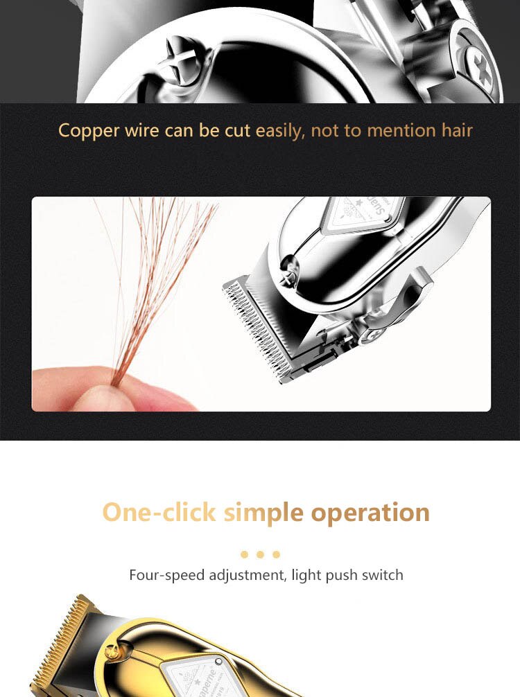 Suaperne Oplaadbare Tondeuse Metalen Olie Hoofd Tondeuses Kapsel Ultra-Dunne Rvs Blade Geavanceerde Elektrische Push