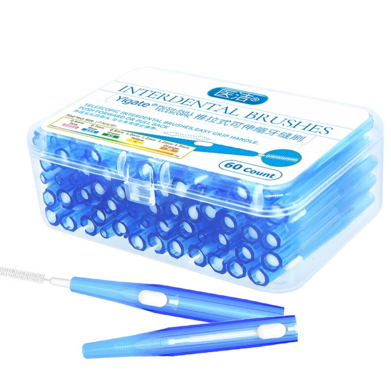 Push-Pull Interdental Brush Gum Interdental Tooth Brush Orthodontic Wire Brush Toothbrush Oral Care Toothpick 60 Pcs/Pack: L