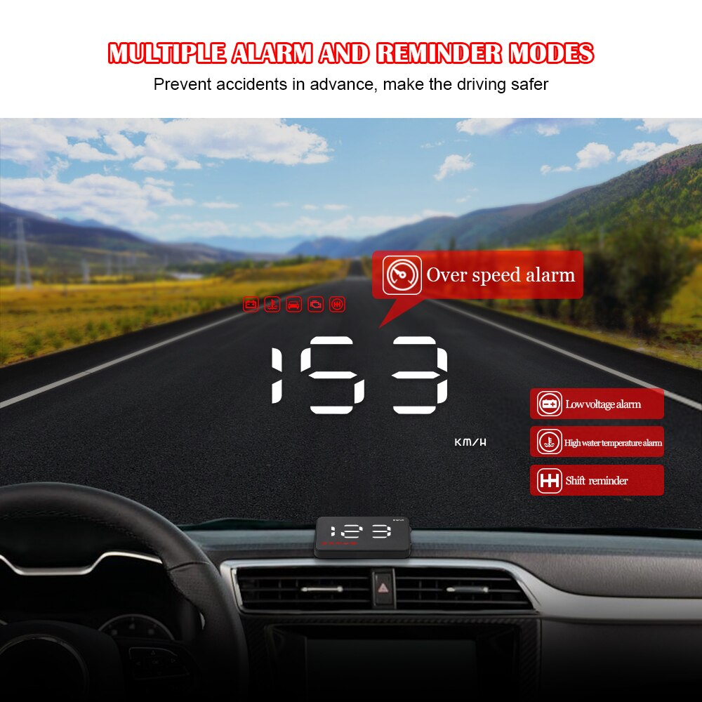 Alarme Auto-montée pour voiture, HUD OBD II, système de survitesse, pare-brise, alarme de tension électronique, A1000