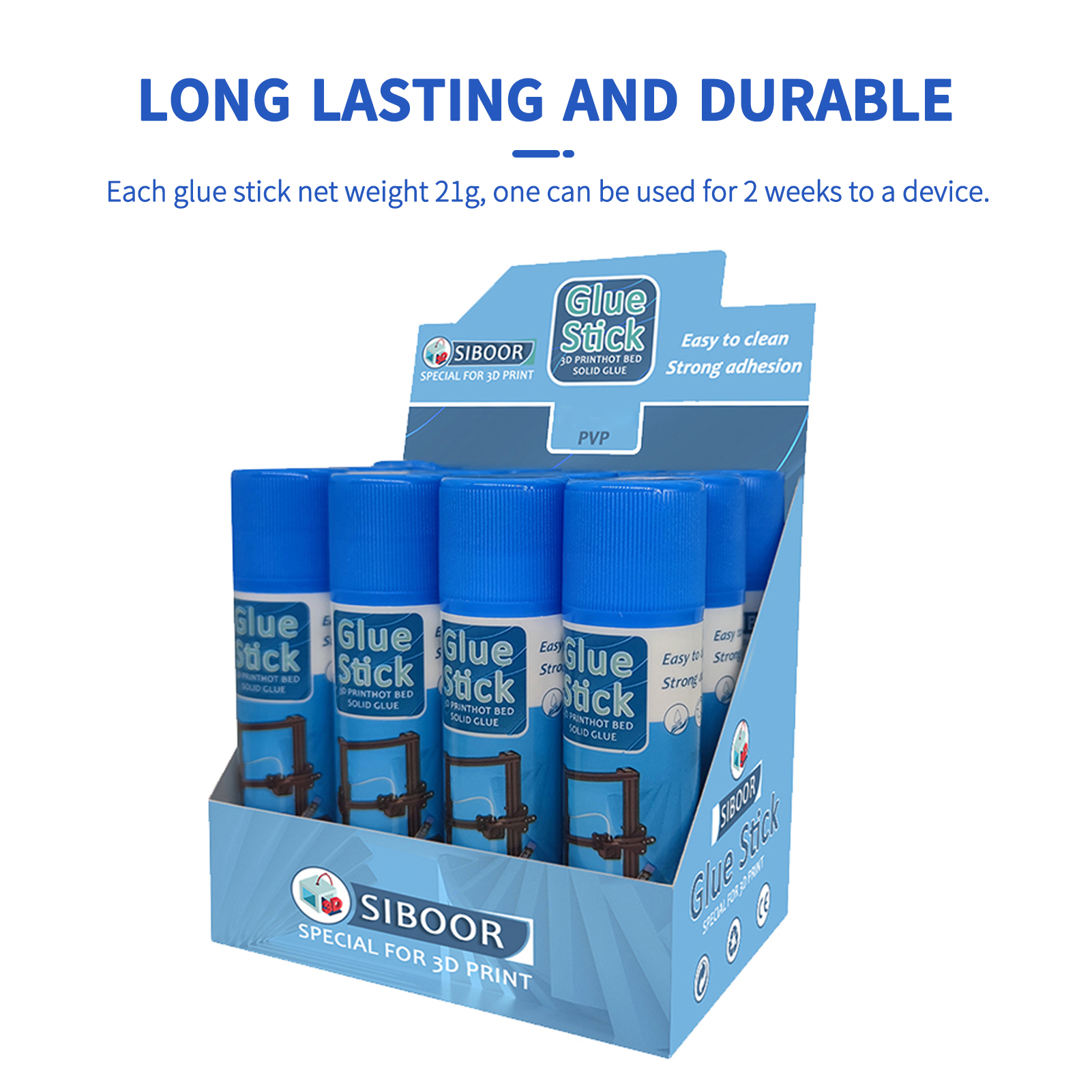 3D Printer Glue Sticks PVP Solid Glue Sticks Non-toxic Washable for Bed Platform Glass Plate Easy Removing