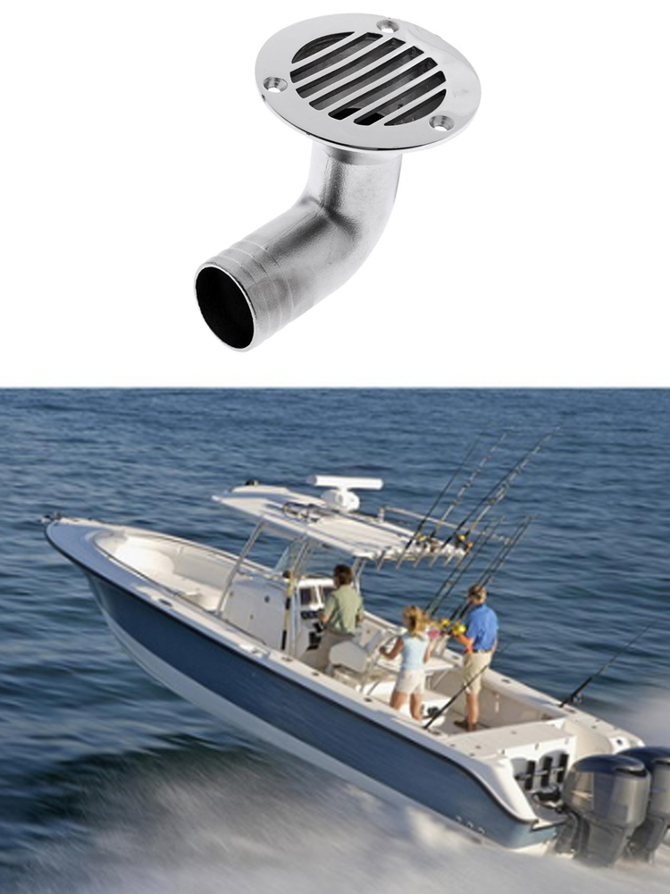 Marinetilbehør 90 grader 38mm båddæksafløb 316 rustfrit stål til yacht oppustelig fiskebådstilbehør