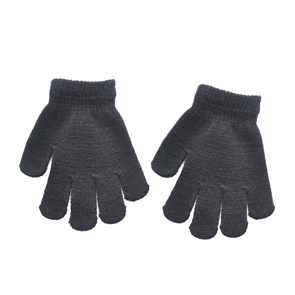 Kids Girls Boys Cute Solid Warm Gloves Casual Unsex Baby Winter Gloves For 5-12 Years children guantes para ninos: Black