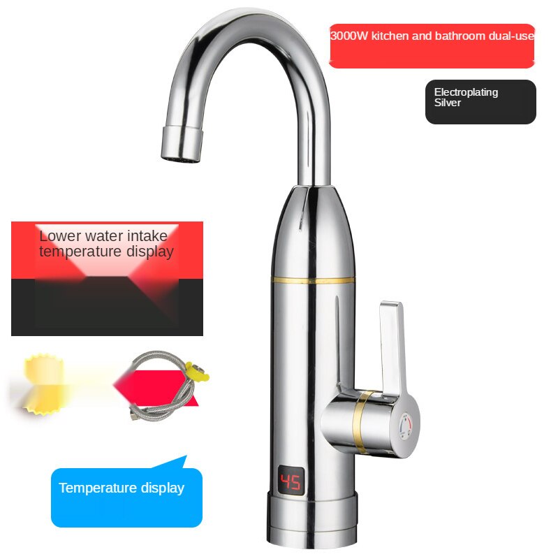 3000w cozinha torneira de aquecimento instantâneo aquecedor de água quente e fria dupla utilização tankless aquecimento rápido torneira do chuveiro com display led: Vermelho / Eua