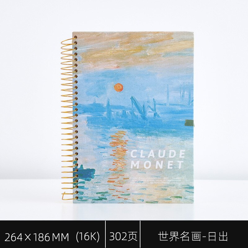 B5 Spiral Notebook Paper Planner School Diary Note Book Calender Travelers Study Retro Large Painting Notebook Literary: H