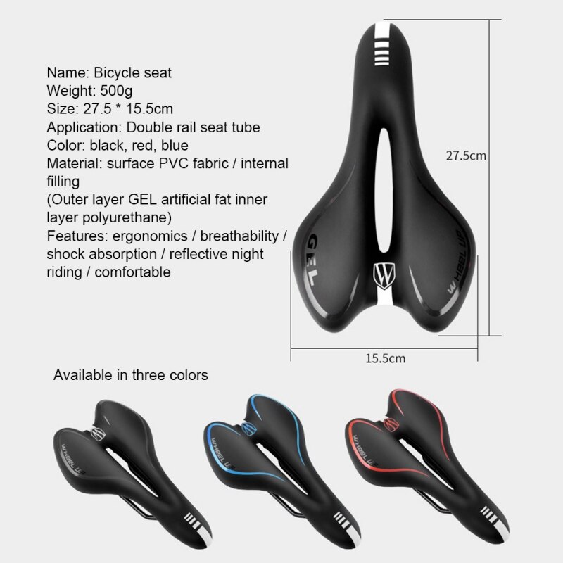 Asiento cómodo asiento para bicicleta de Gel con espuma de memoria a prueba de golpes cómodo Gel suave impermeable PU