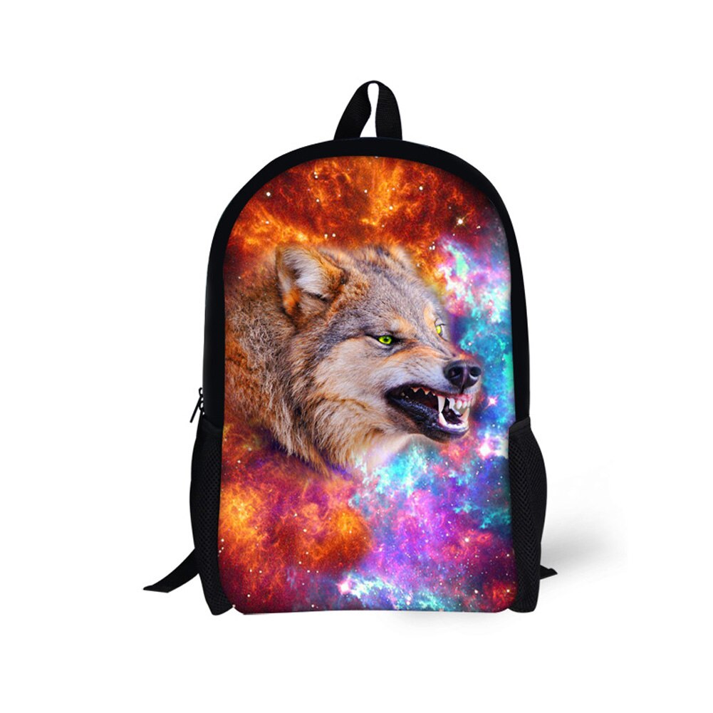 O tema do lobo padrão personalizado das mulheres dos homens mochila esportes lazer mochila feminina estudantes de pouco peso mochila: CC3221C