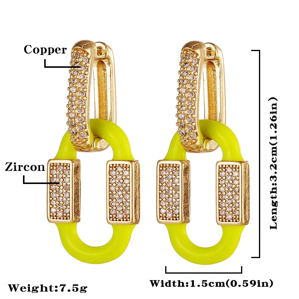 Y2K-pendientes de aro esmaltados para mujer, aretes de gota geométricos, joyería de la amistad, , 2022