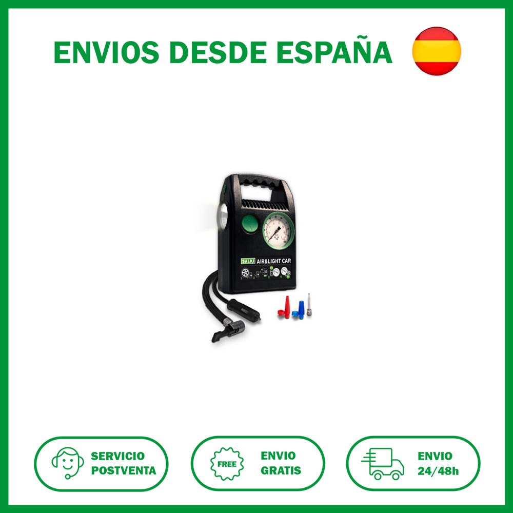 Mini Compresor De Aire Air Light Car Salki 12 V. Compresor de Aire DC 12V. Formato tipo maleta, botón ON/OFF y carcasa ABS.