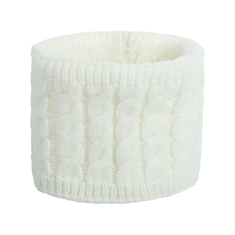 Små drenge piger varm flettet strikke ring tørklæde børn fluffy plys tørklæde krave blød elastisk lydpotte multi farve: Hvid